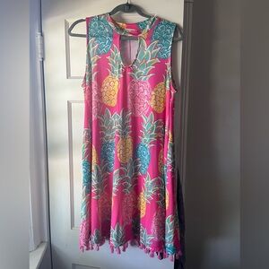 Simply Southern Pink and Yellow Pineapple Mini Dress